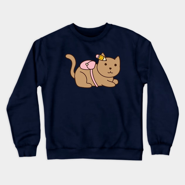 Cute School Cat Crewneck Sweatshirt by Alexandra Franzese